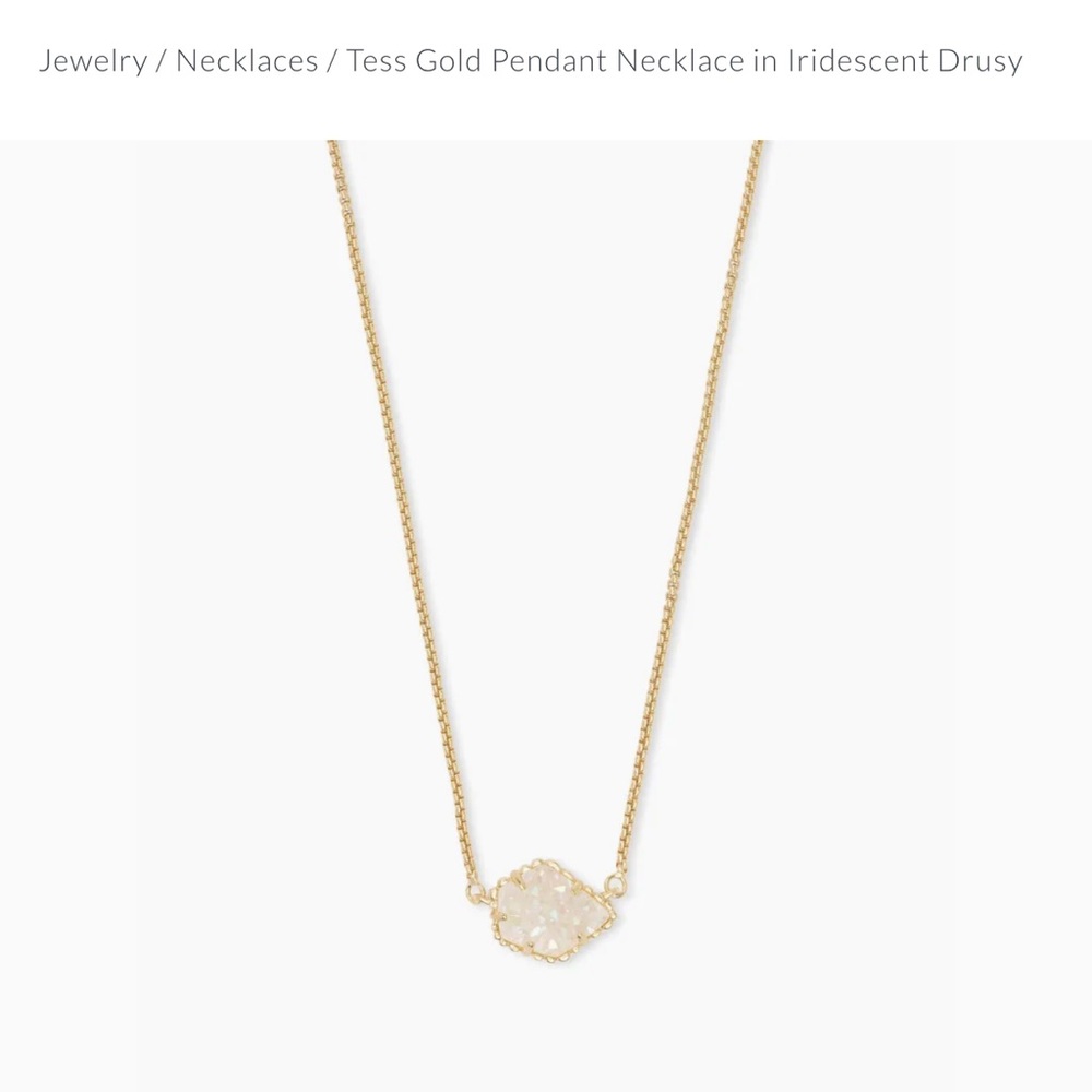 Kendra Scott- gold necklace and white drusy stone